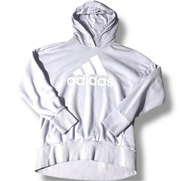 Adidas Women’s Light Gray/Lavender Fitted Sporty Long SleeveHoodie - Picture 9 of 16